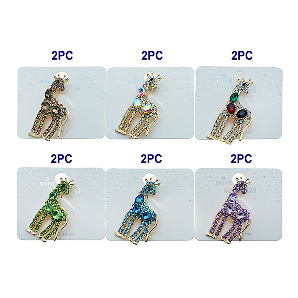 Rhinestone Giraffe Brooch