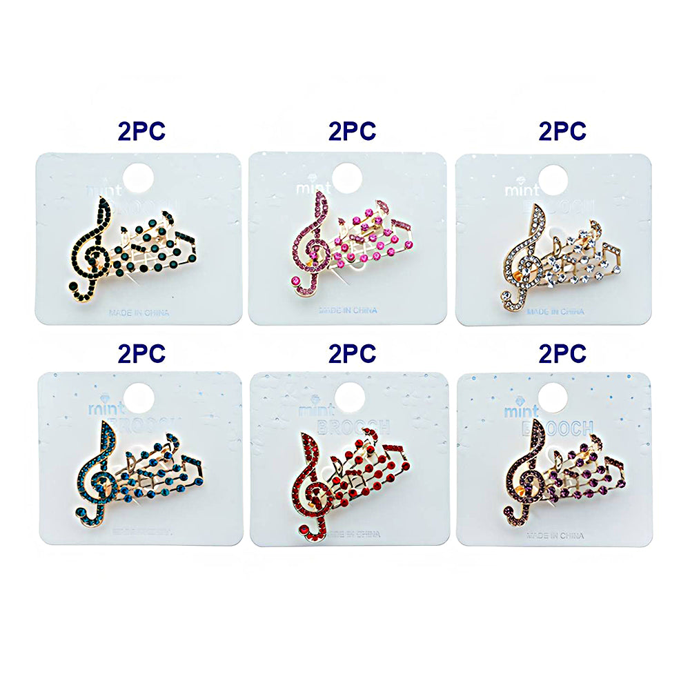 Rhinestone Treble Clef Brooch