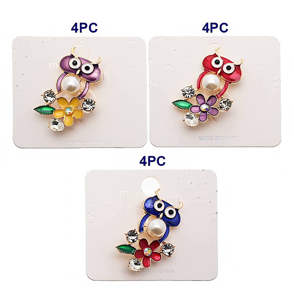 Owl & Flower Cluster Brooch