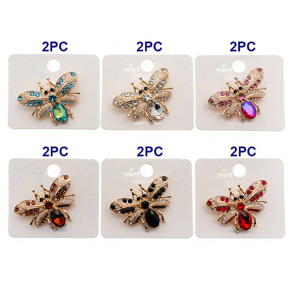 Rhinestone Flying Beetle Brooch