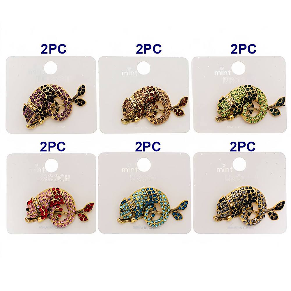 Rhinestone Chameleon Brooch