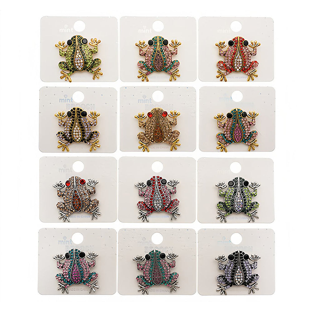 Rhinestone Frog Brooch