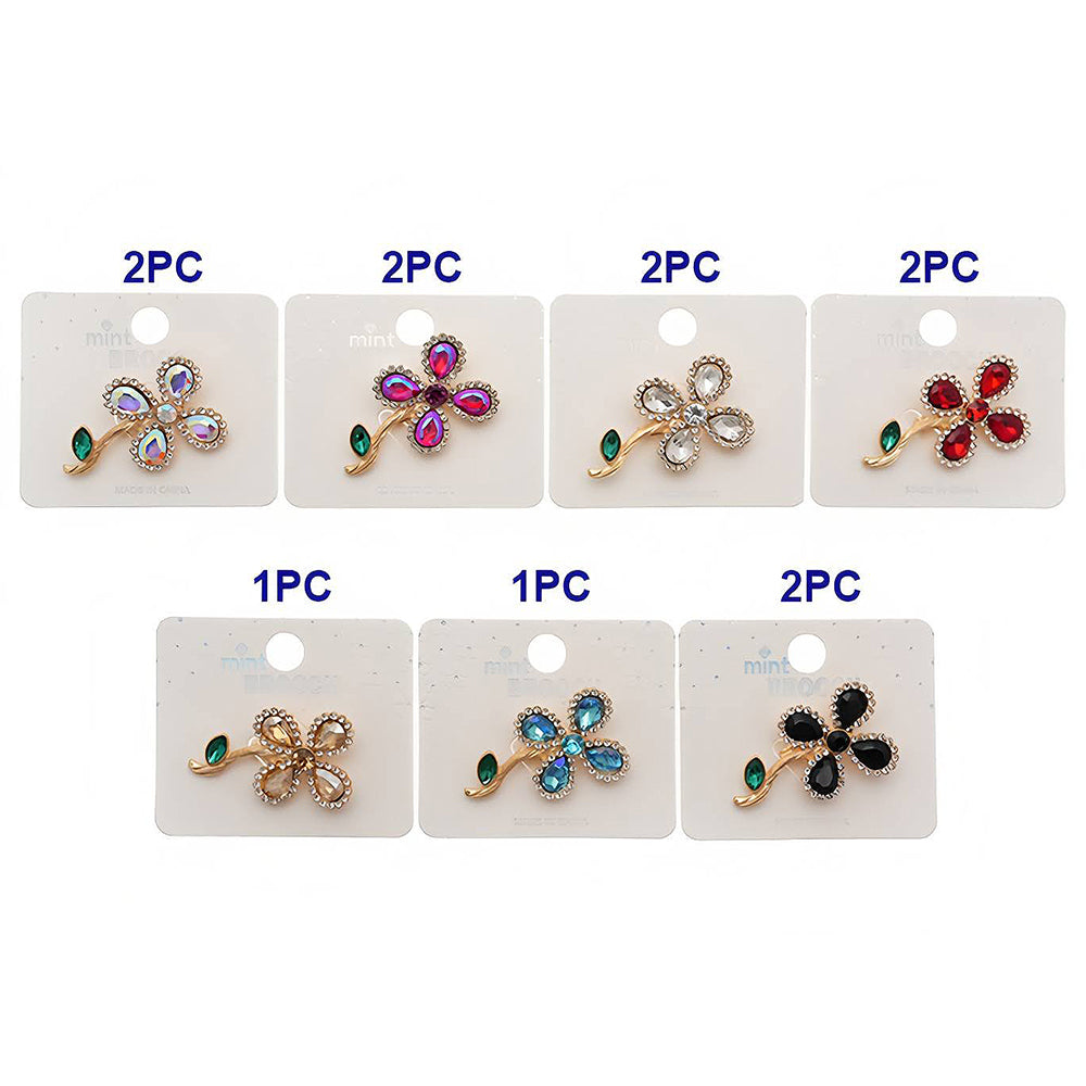 Rhinestone Crystal Flower Brooch