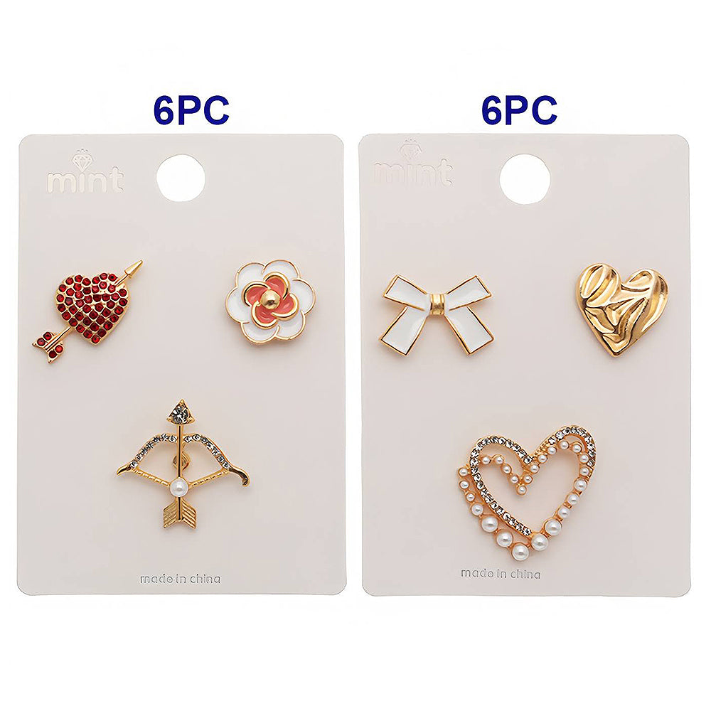 Assorted Heart Motifs 3 Piece Lapel Pins Set