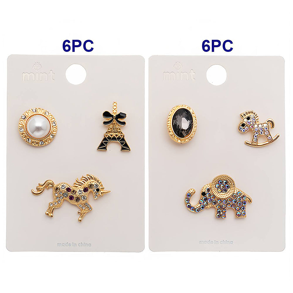 Assorted Black & White Animal Motifs 3 Piece Lapel Pins Set
