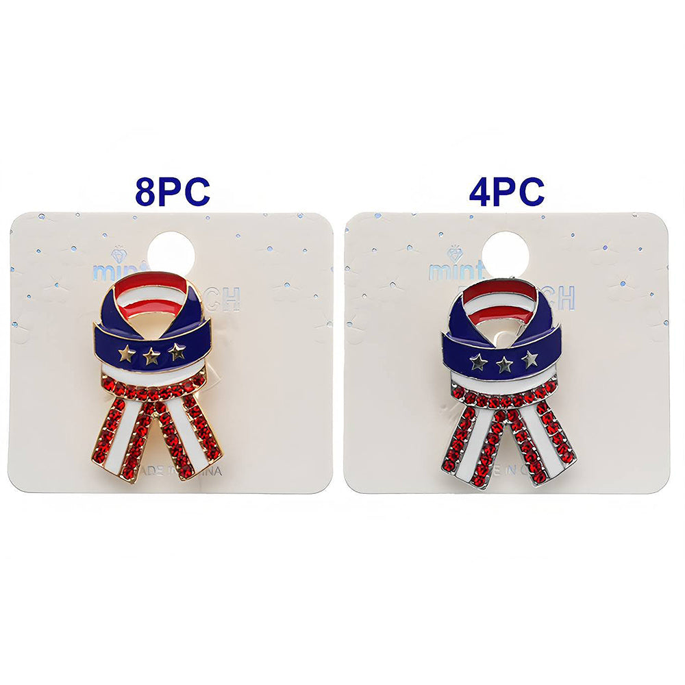 Patriotic USA 4th Of July Ribbon Brooch
