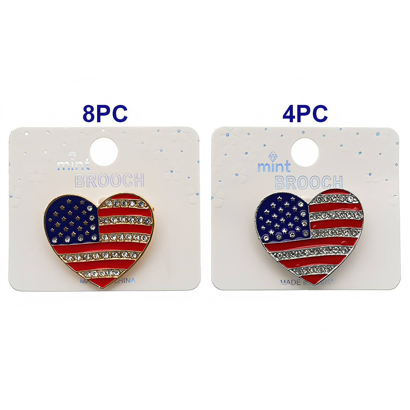 Patriotic USA 4th Of July Heart Brooch
