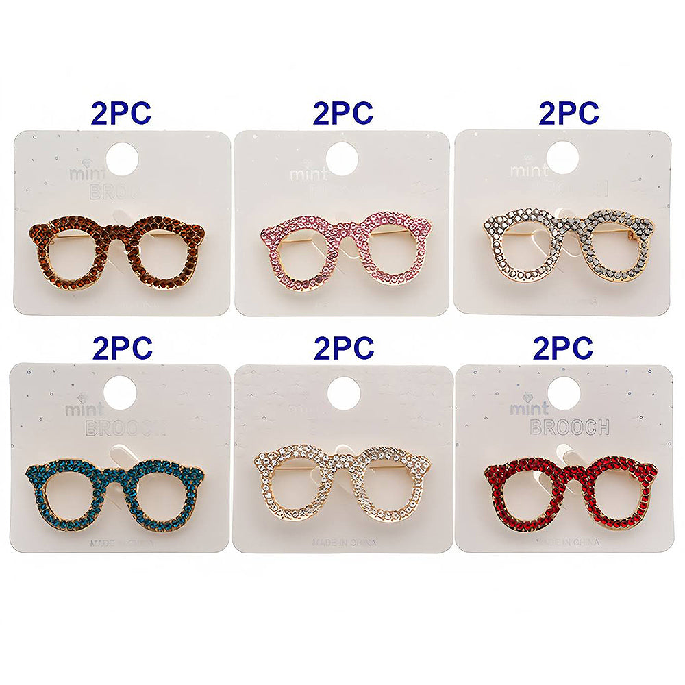 Rhinestone Glasses Frame Brooch Pin