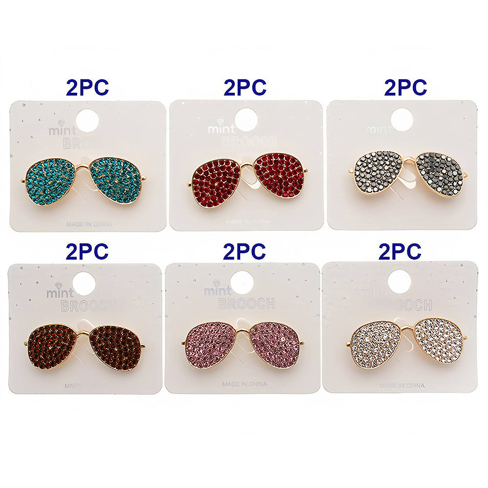 Rhinestone Aviator Sunglasses Brooch Pin