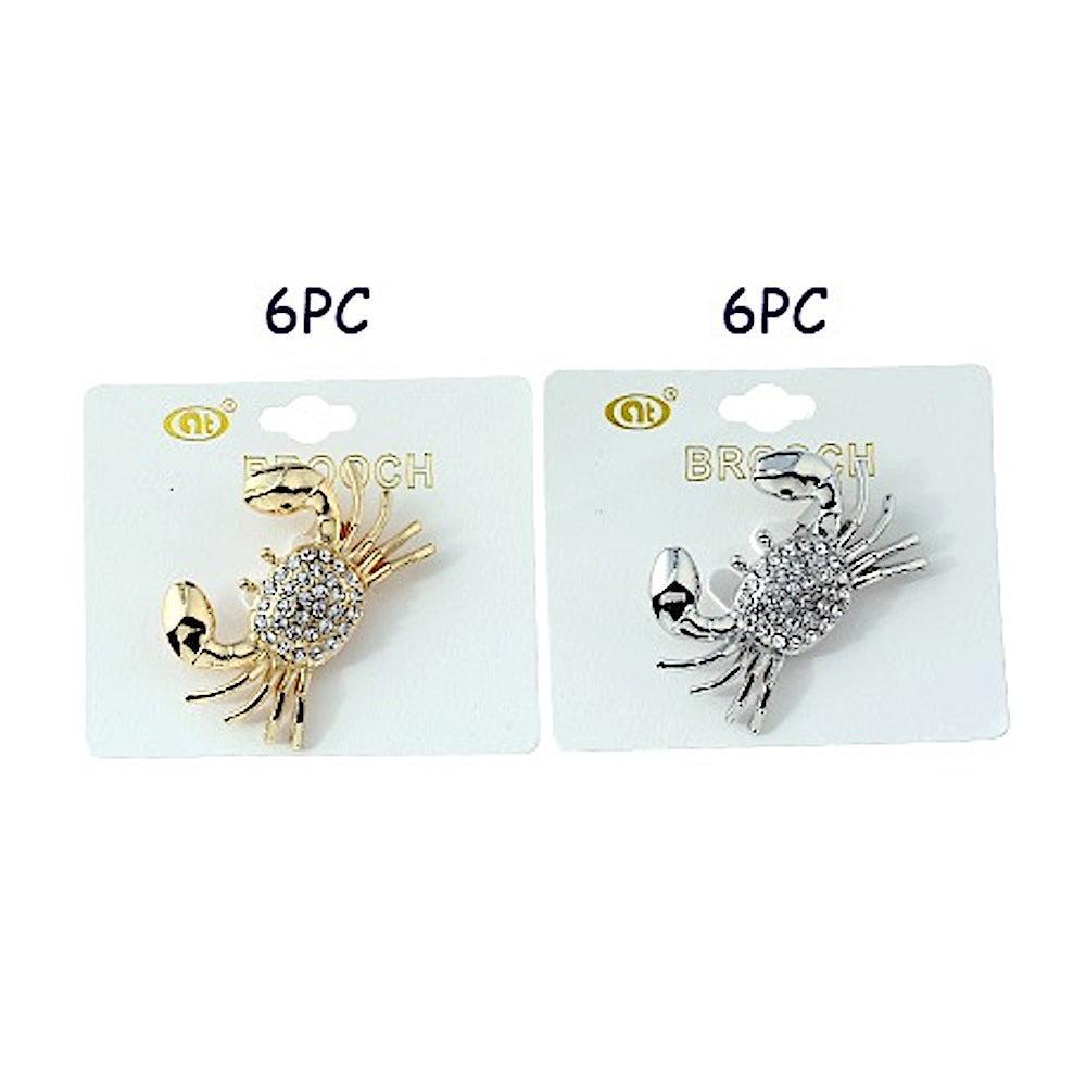 Rhinestone Crab Brooch