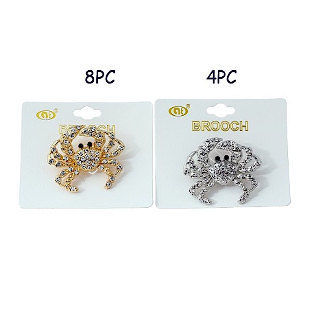 Rhinestone Crab Brooch