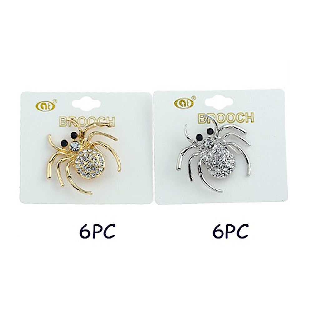 Rhinestone Spider Brooch