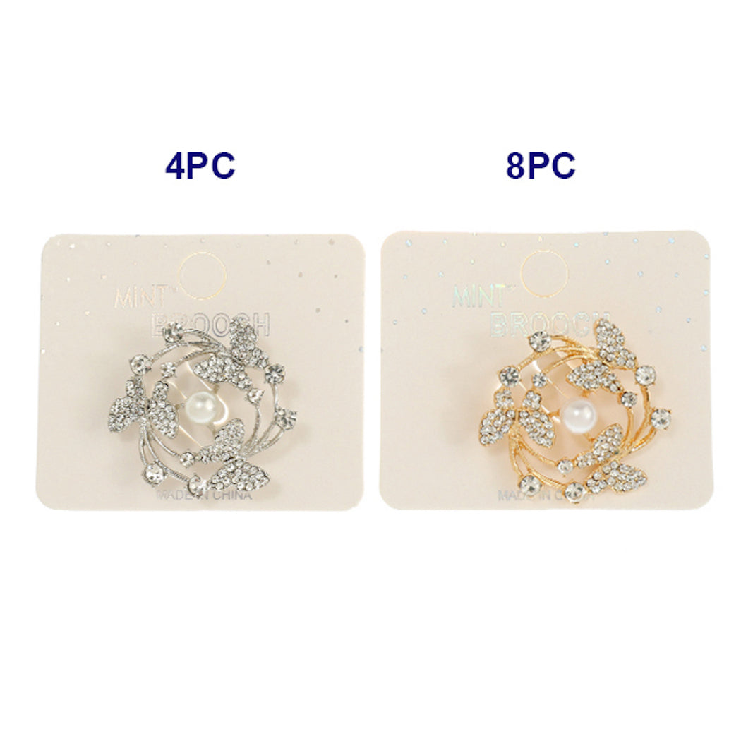 Rhinestone Butterfly Wreath Brooch