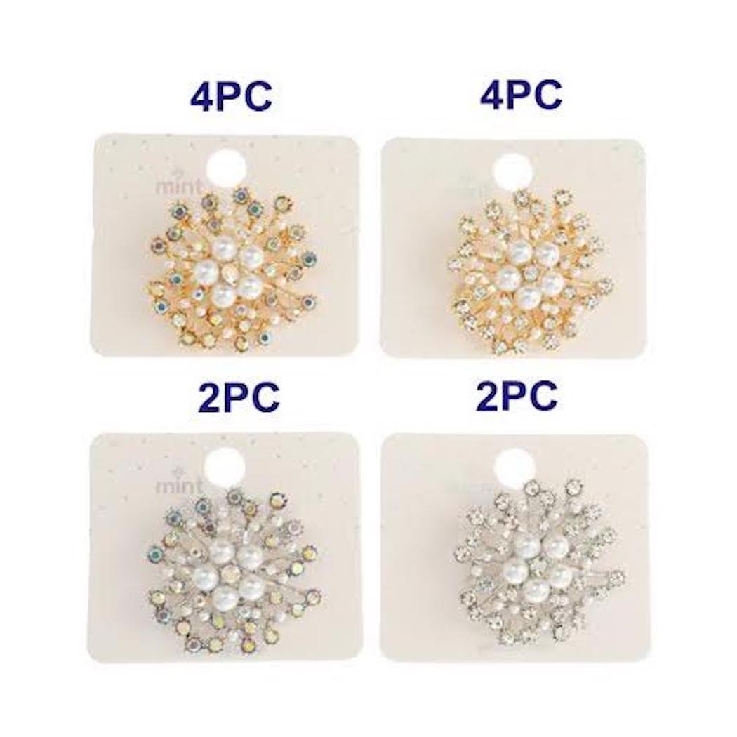 Rhinestone Pearl Flower Brooch