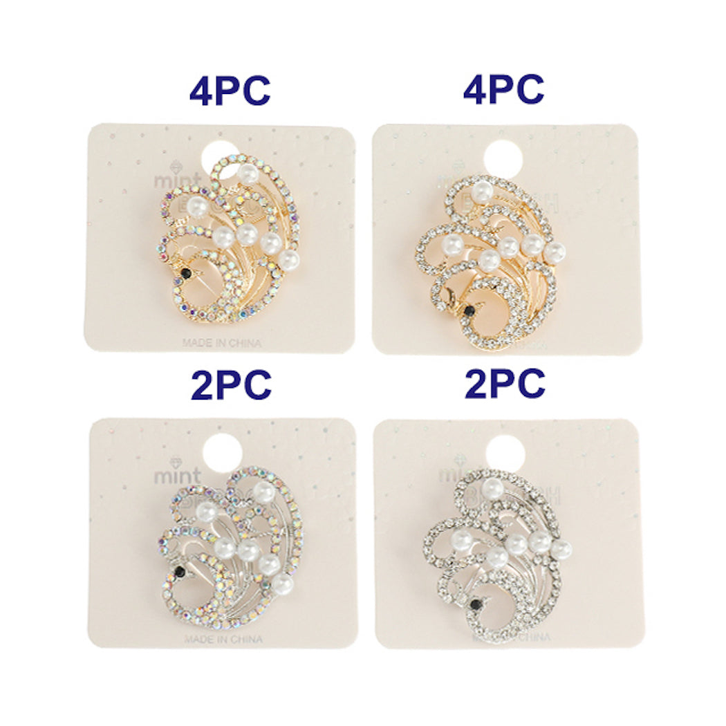 Rhinestone Peacock Brooch