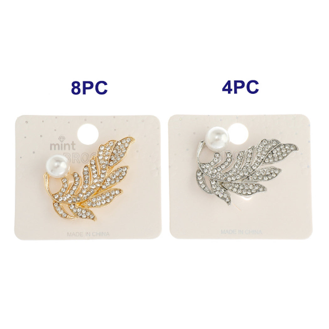 Rhinestone Leaf Brooch