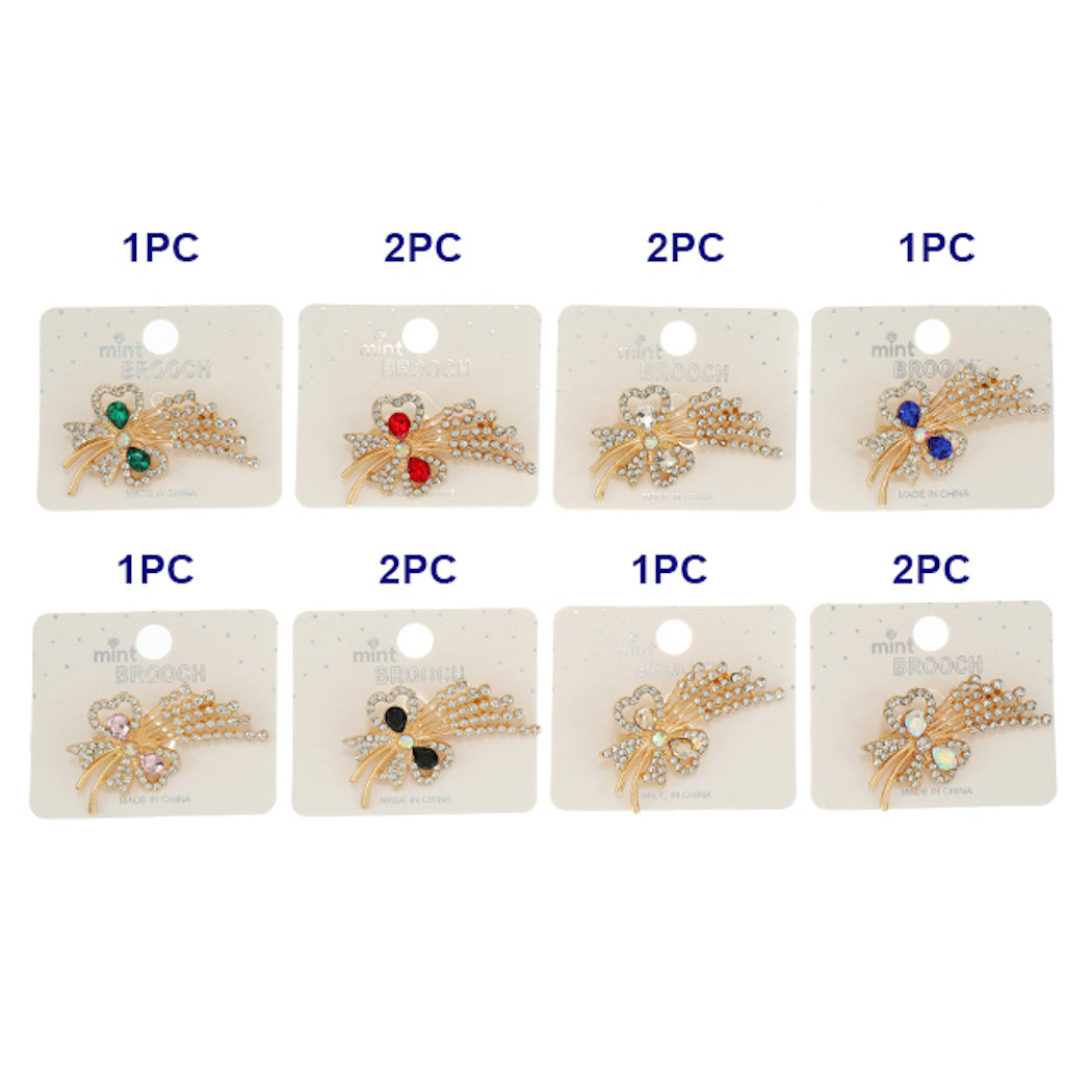 Rhinestone Bow Brooch