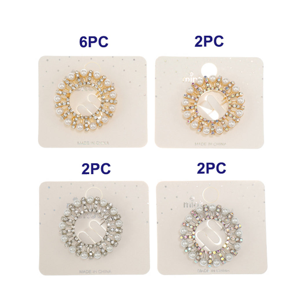 Pearl Rhinestone Circle Brooch