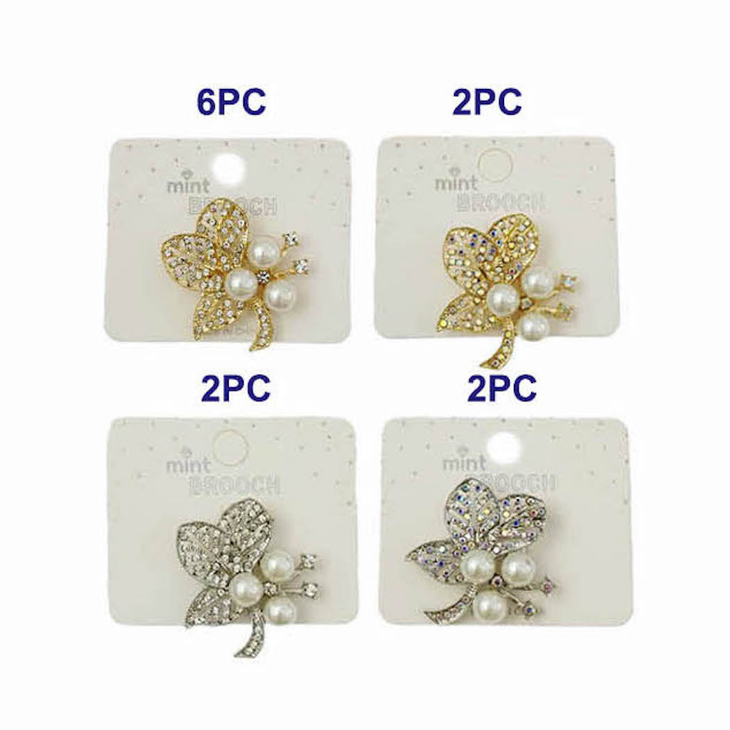 Rhinestone Pearl Brooch