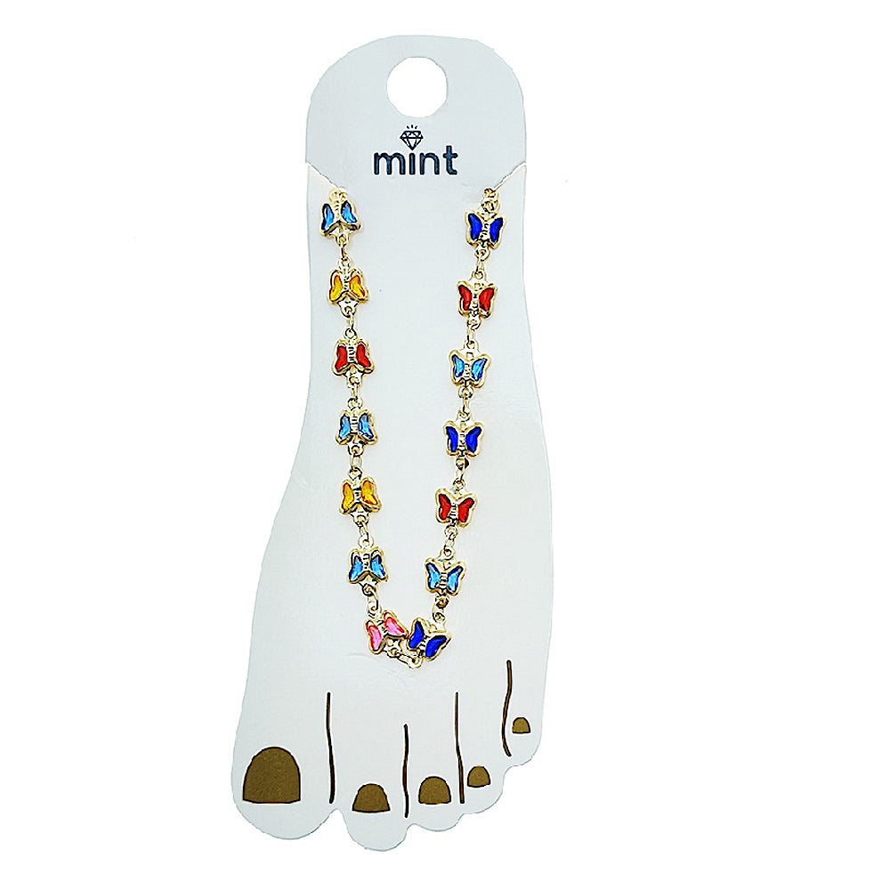 JAK49503 - Multi Color Butterfly Anklet