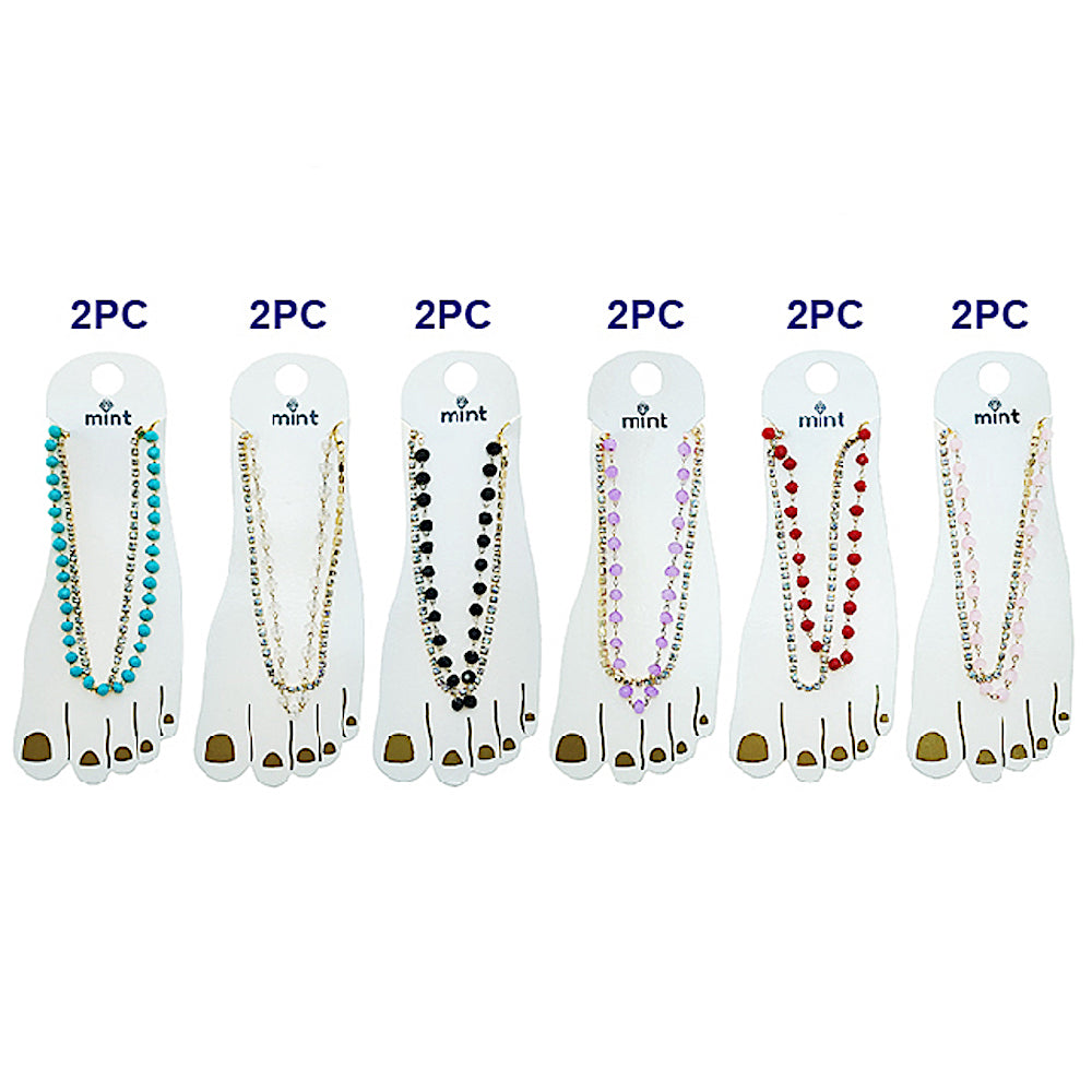 JAK49518 - Bead Rhinestone Anklet