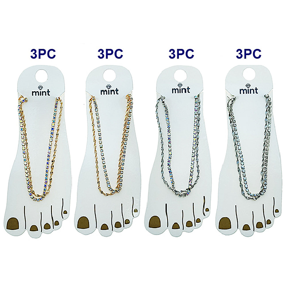 JAK49519 - Twist Chain & Rhinestone Anklet