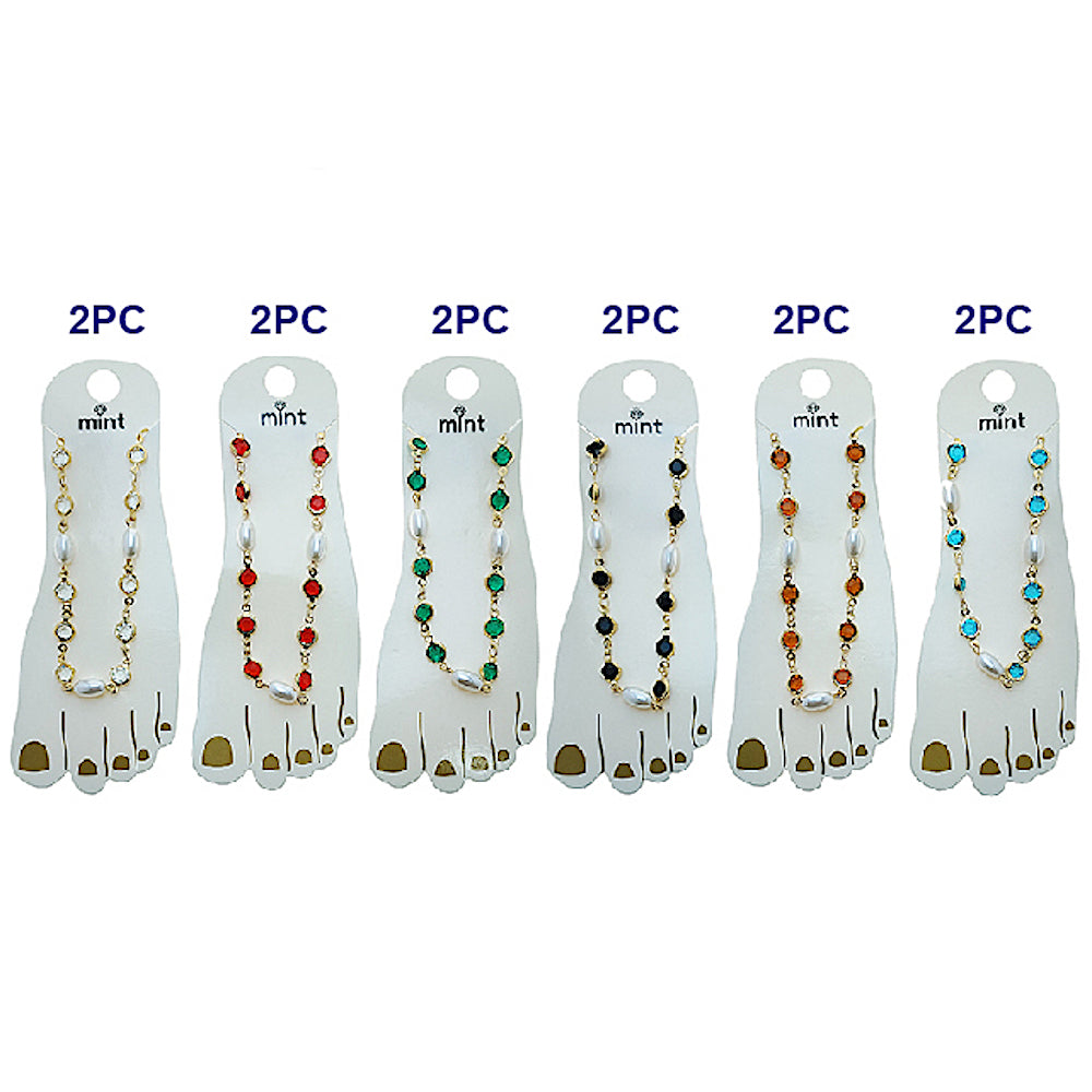 JAK49523 - Gemstone & Pearl Anklet