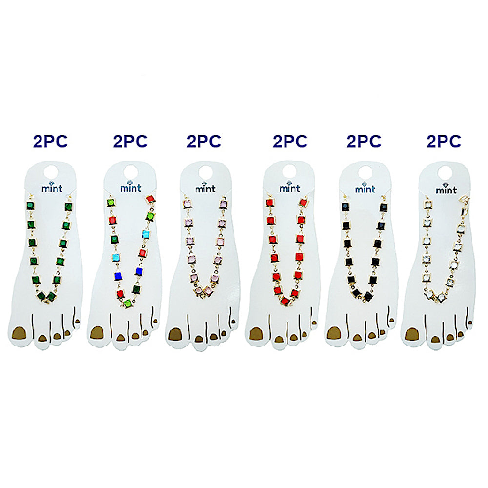 JAK49526 - Square Gemstone Anklet