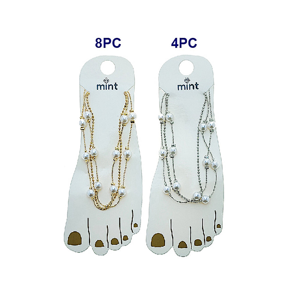 JAK49527 - Layered Pearl & Chain Anklet