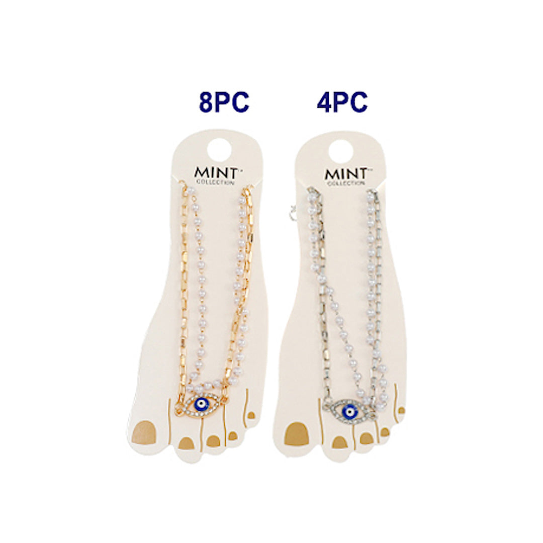 Evil Eye Pearl & Chain Anklet