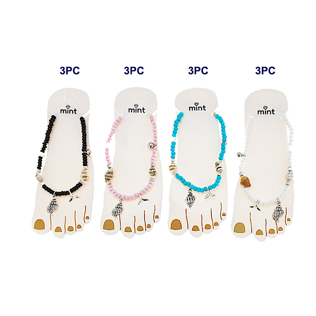 JAK48206-4C - Beaded Shell Anklet