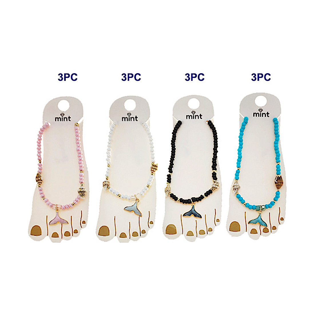 JAK48207-4C - Beaded Shell Anklet