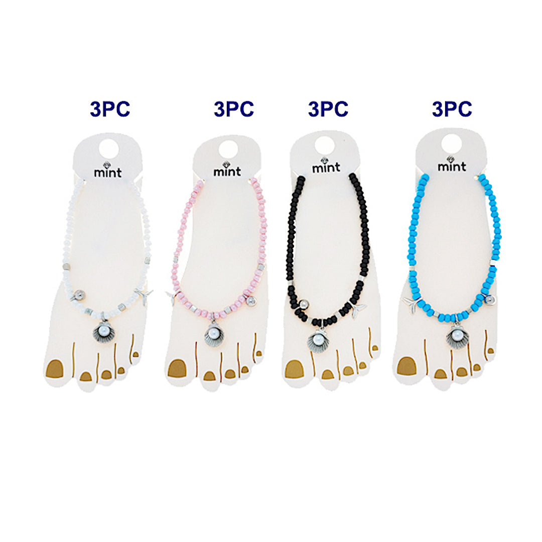 JAK48210-4C - Beaded Shell Anklet