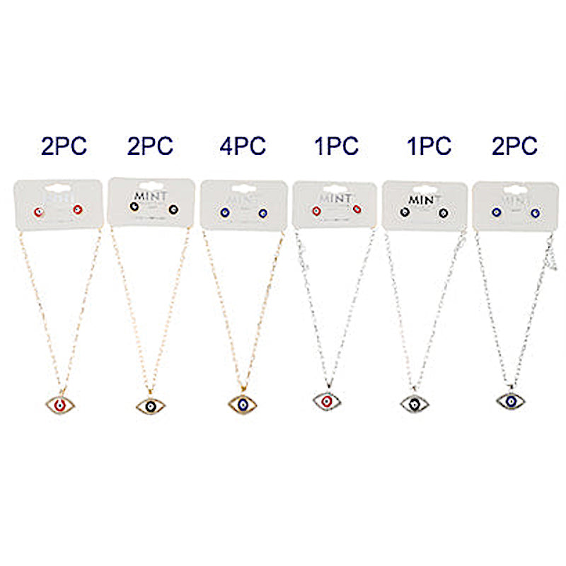 Evil Eye Pendant Necklace Set