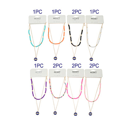 Layered Evil Eye & Disc Necklace