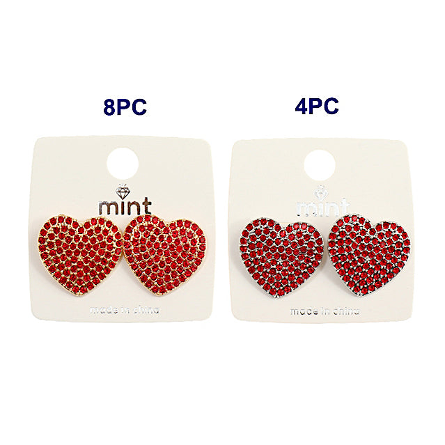 Pavé Red Heart Post Earring