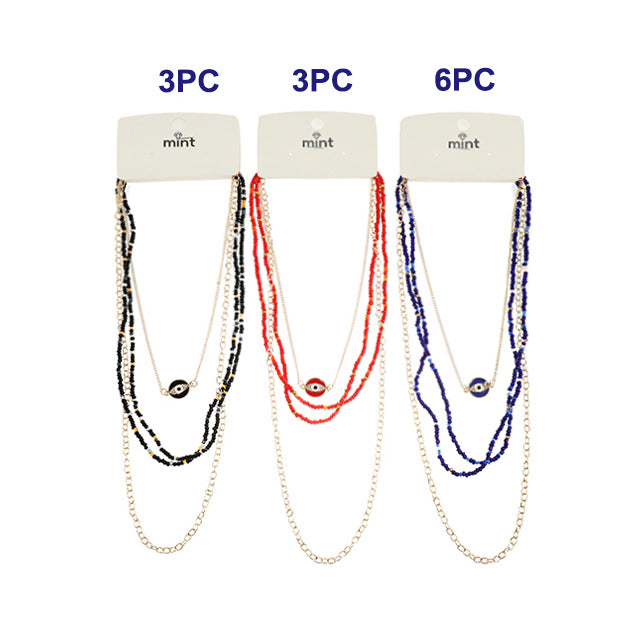 Layered Beaded Evil Eye Necklace