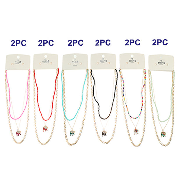 Enamel Elephant Beaded Necklace