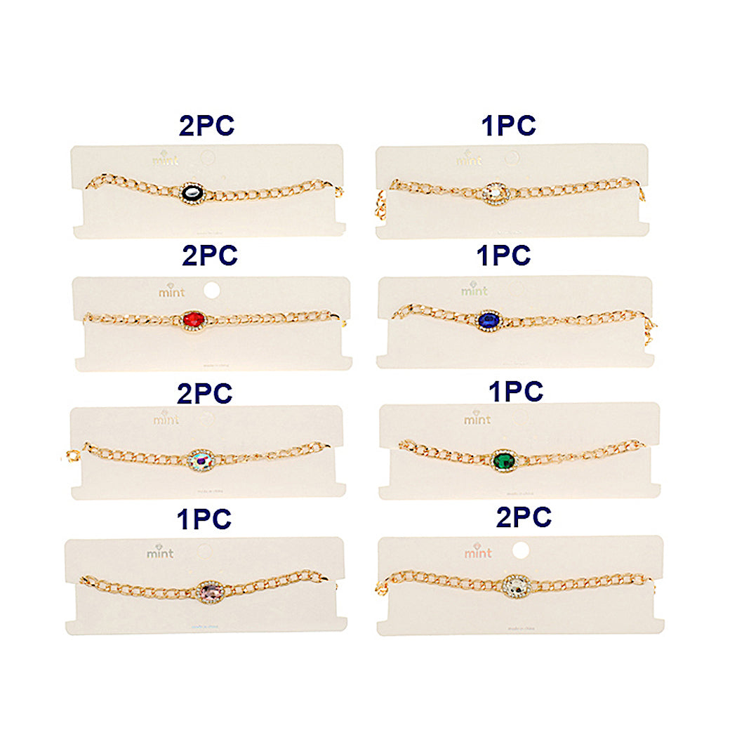 Oval Crystal Chain Necklace