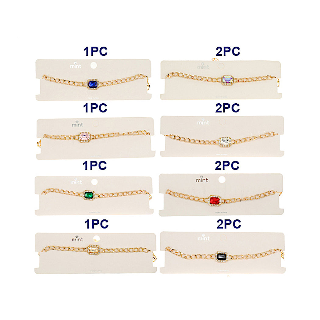 Rectangle Crystal Chain Necklace