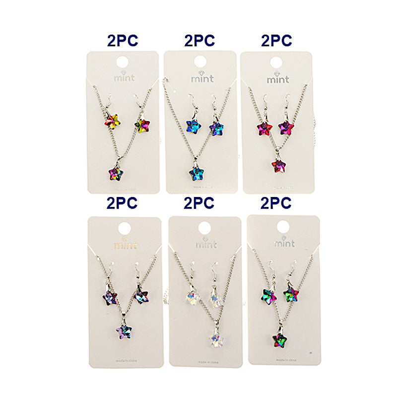 Crystal Star Pendant Necklace Set