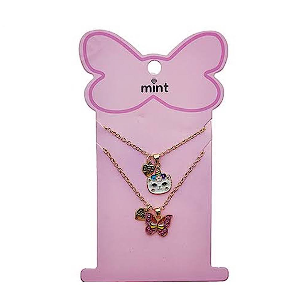 Cat & Butterfly BFF Necklace Set