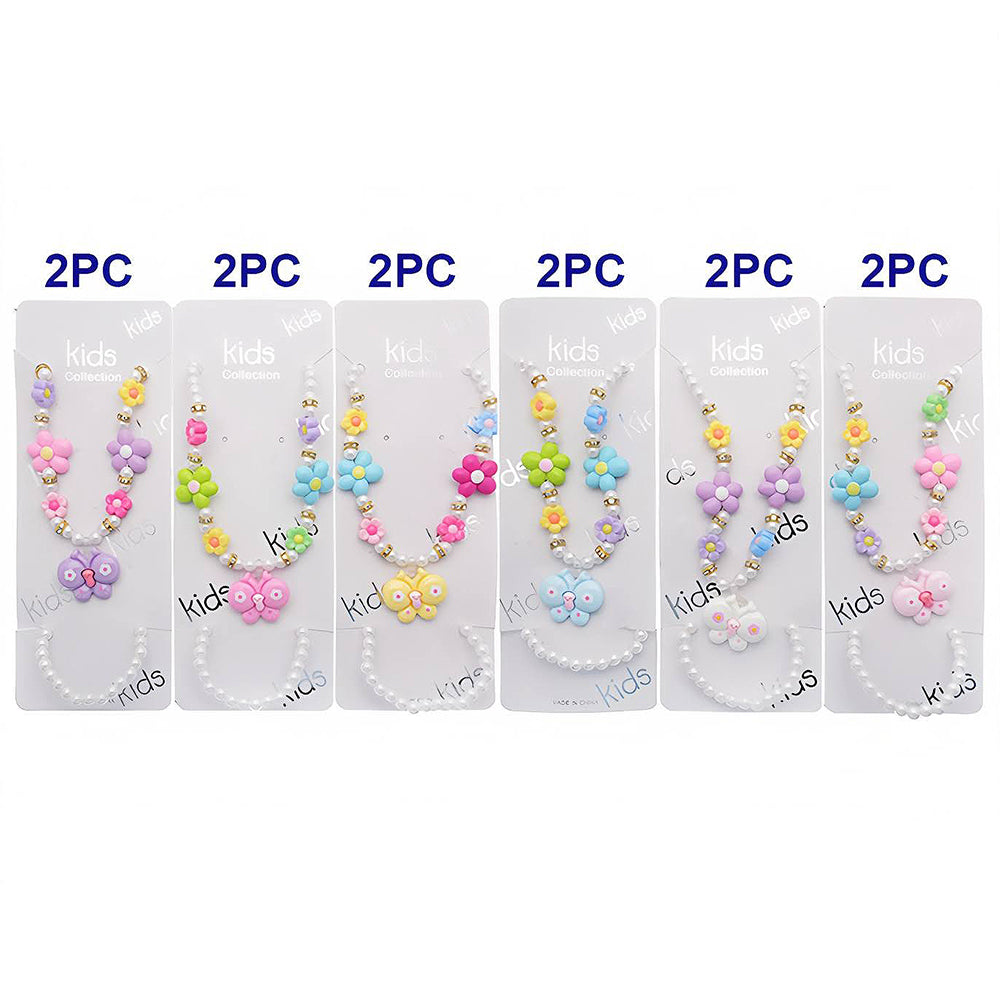 Butterfly Charm Pearl Necklace & Bracelet Set