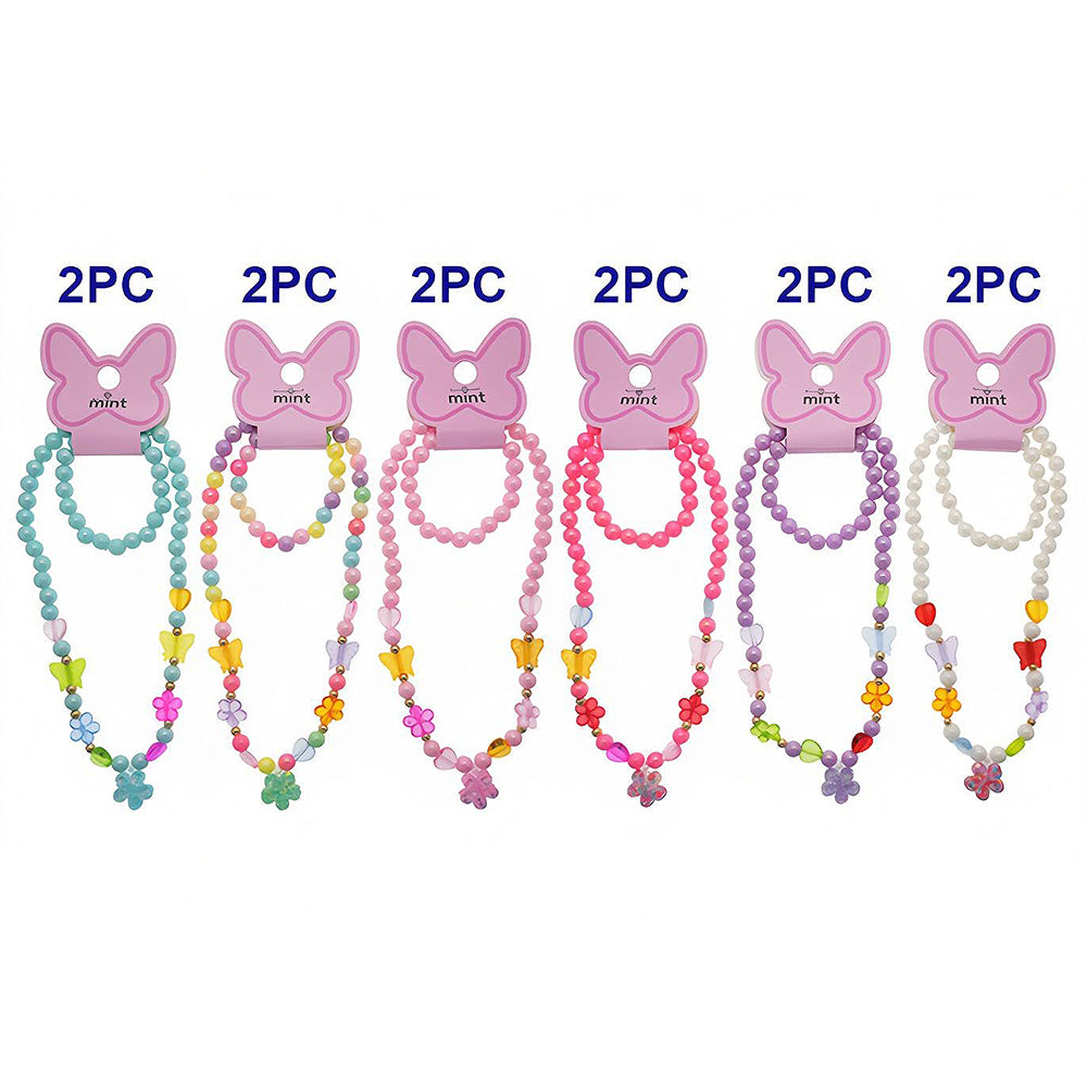 Flower Charm Necklace & Bracelet Set