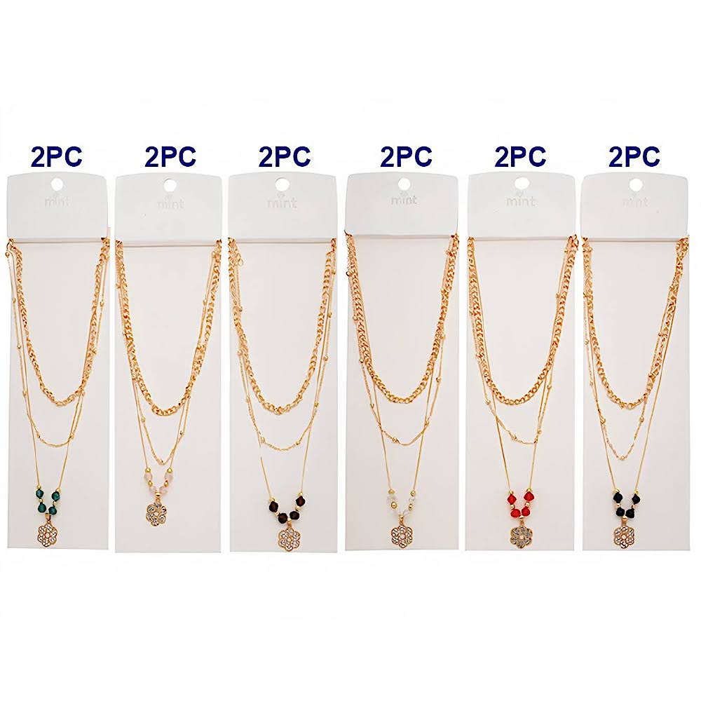 Flower Charm Layered Chain Necklace