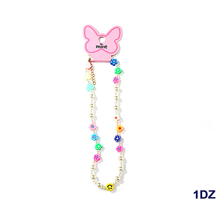 Beaded Y2K Smiley Face Flower Necklace