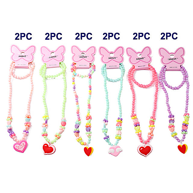 Heart Necklace & Bracelet Set