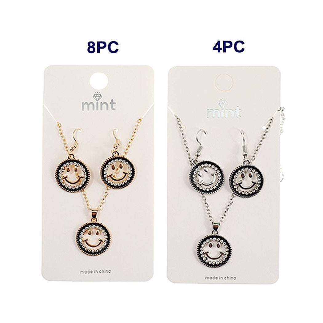 Rhinestone Smiley Face Pendant Necklace