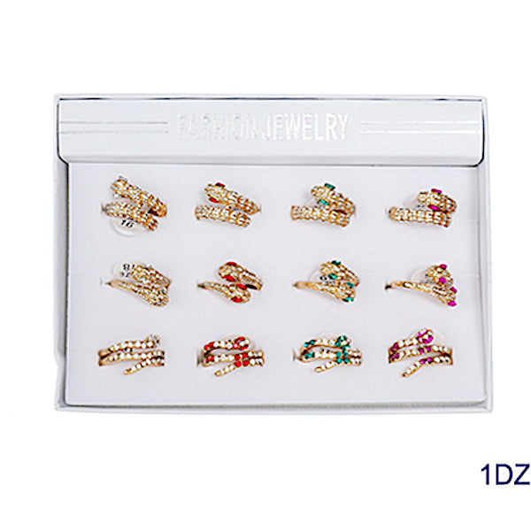 Rhinestone Double Snake Ring