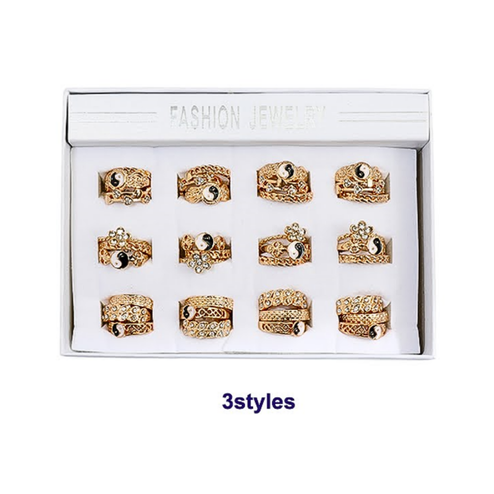 3 Piece Yin & Yang Ring Stacking Set